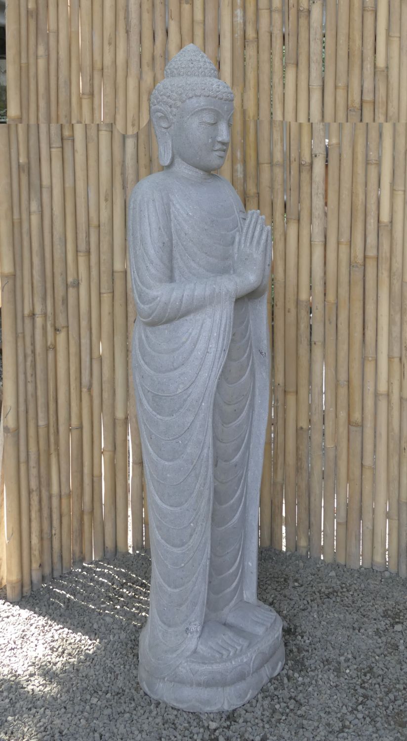  Product image 4 of the product “Standing Buddha made of Riverstone, position Namaskara , H. 180cm. ”